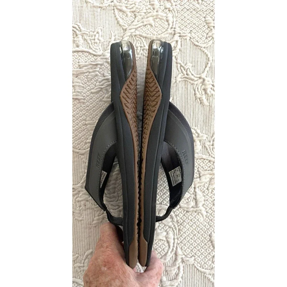 REEF Fanning Flip Flops Thong Sandals Gray Black Mens 11
